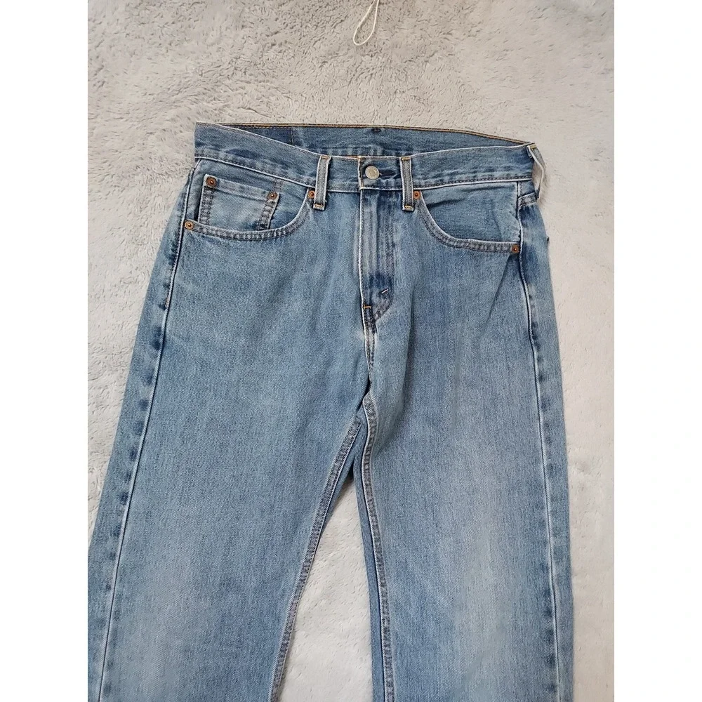 Levis 505 Jeans Mens 31x34 Straight Leg Denim Light Wash Blue Regular Fit Casual
